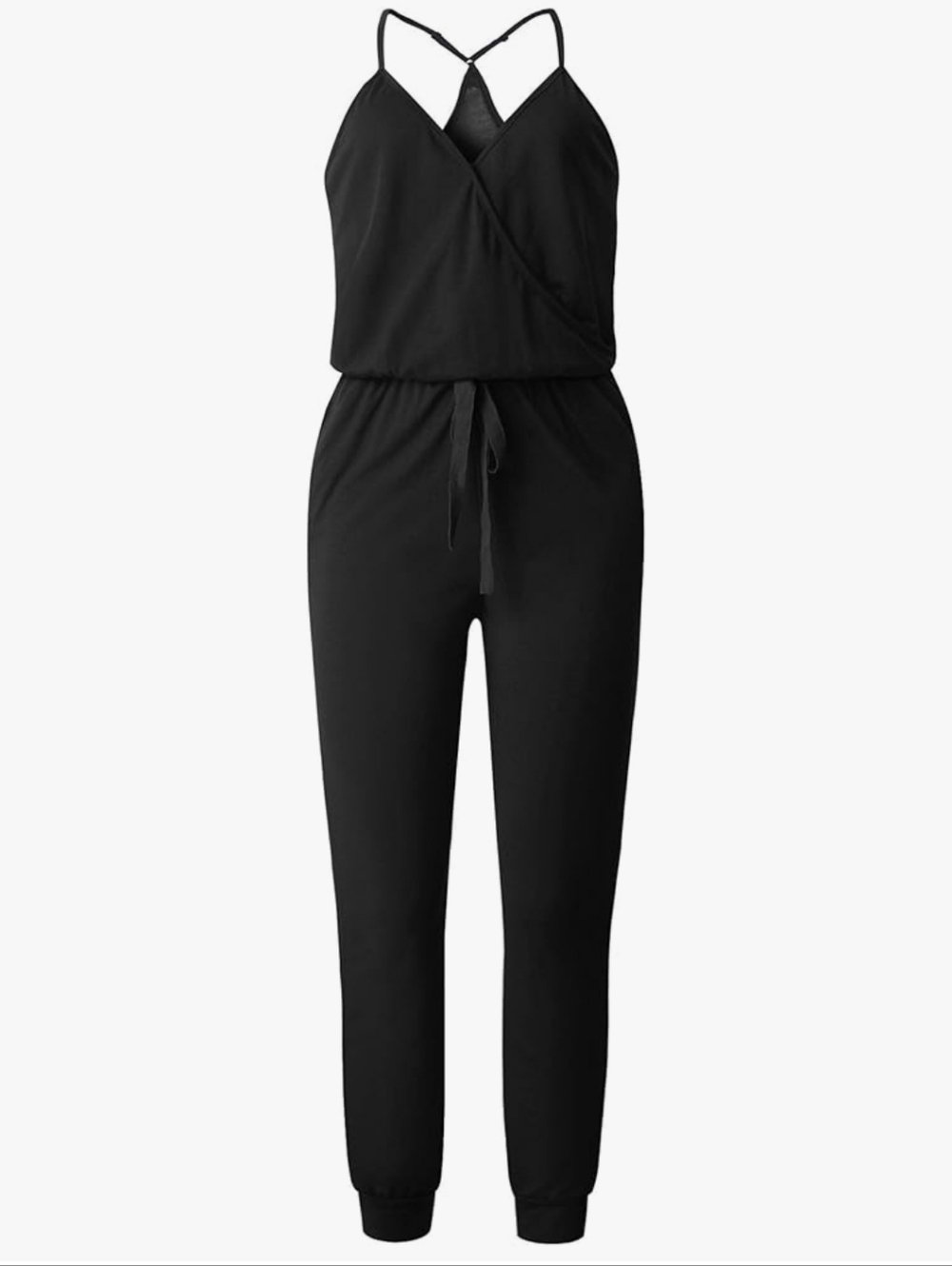 Black Sleeveless Jumpsuit with Drawstring Waist